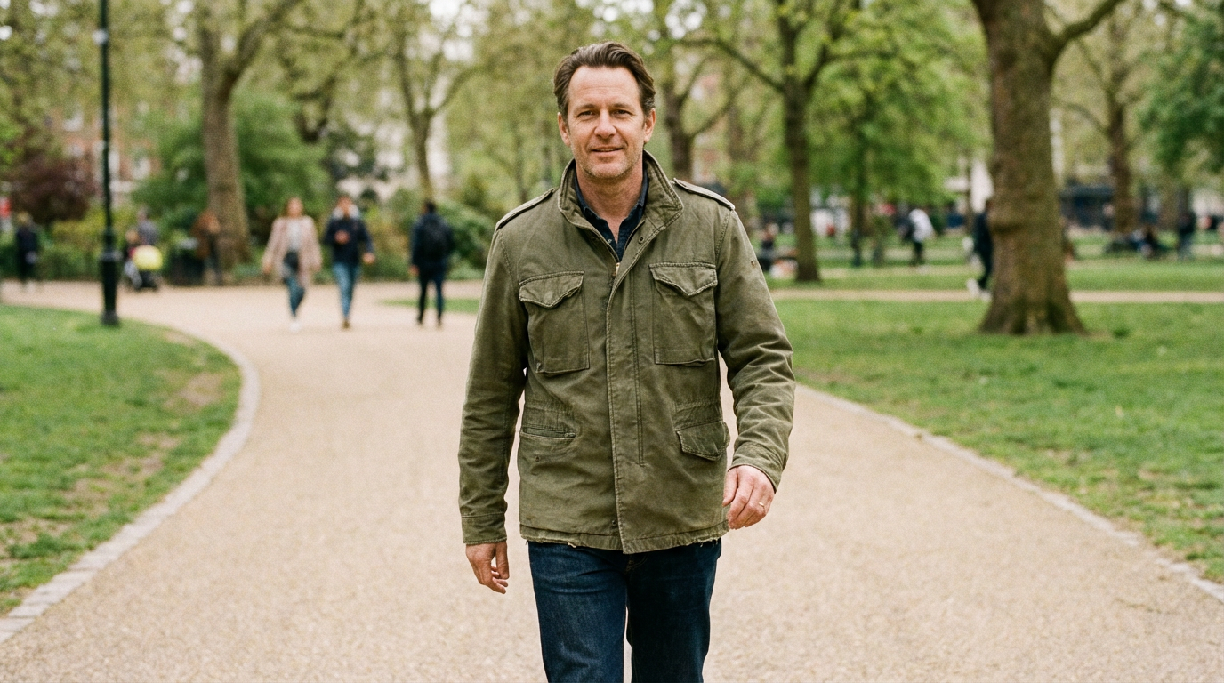 Person walking in a park after a meal — supporting liver health and insulin sensitivity through regular movement