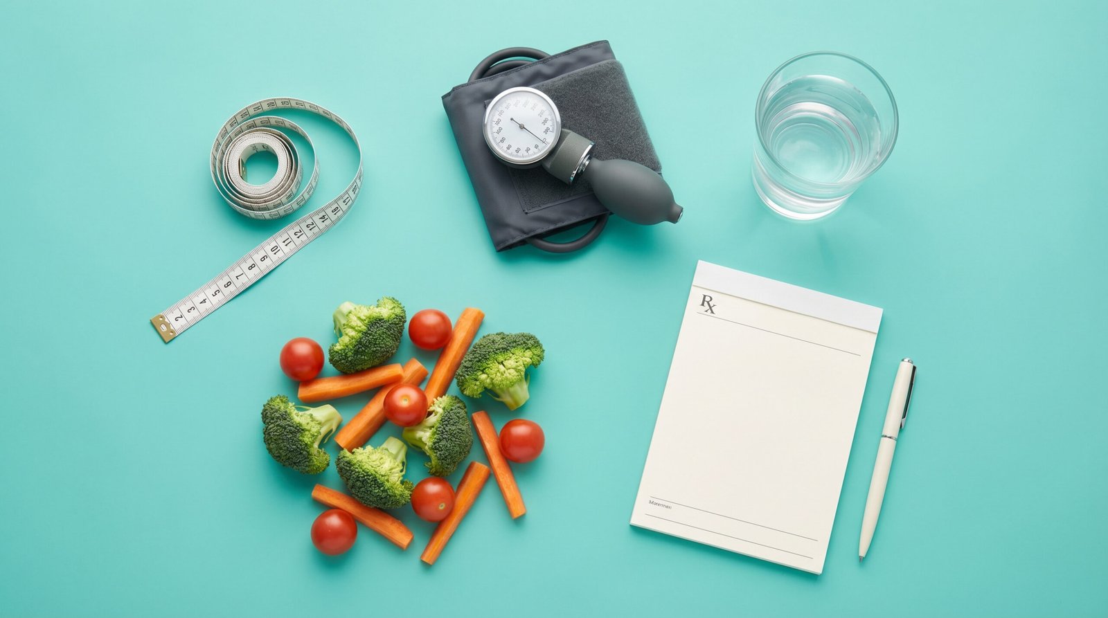 metabolic syndrome criteria — five diagnostic markers shown on clean teal background