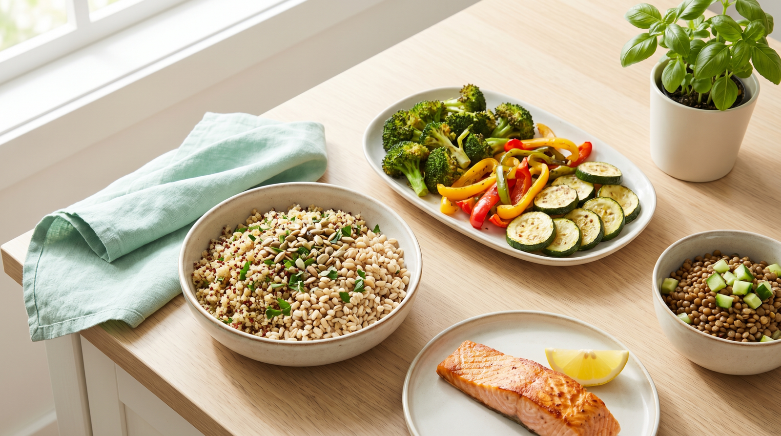 prediabetes dangerous — balanced meal with whole grains, vegetables, and protein supporting blood sugar control