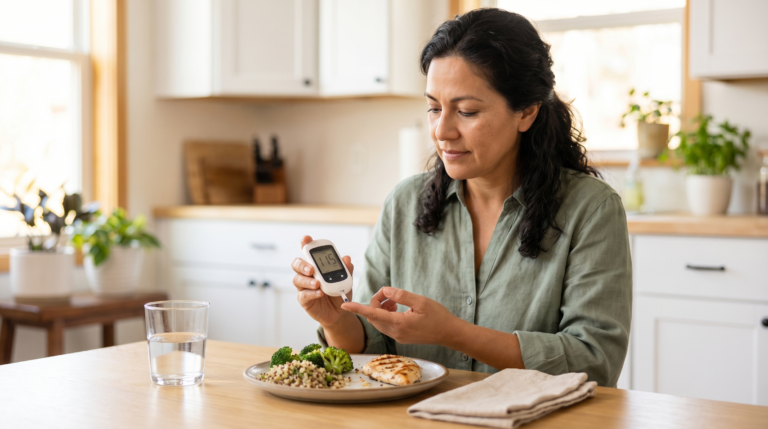 post-meal blood sugar spikes chart showing normal glucose response after eating