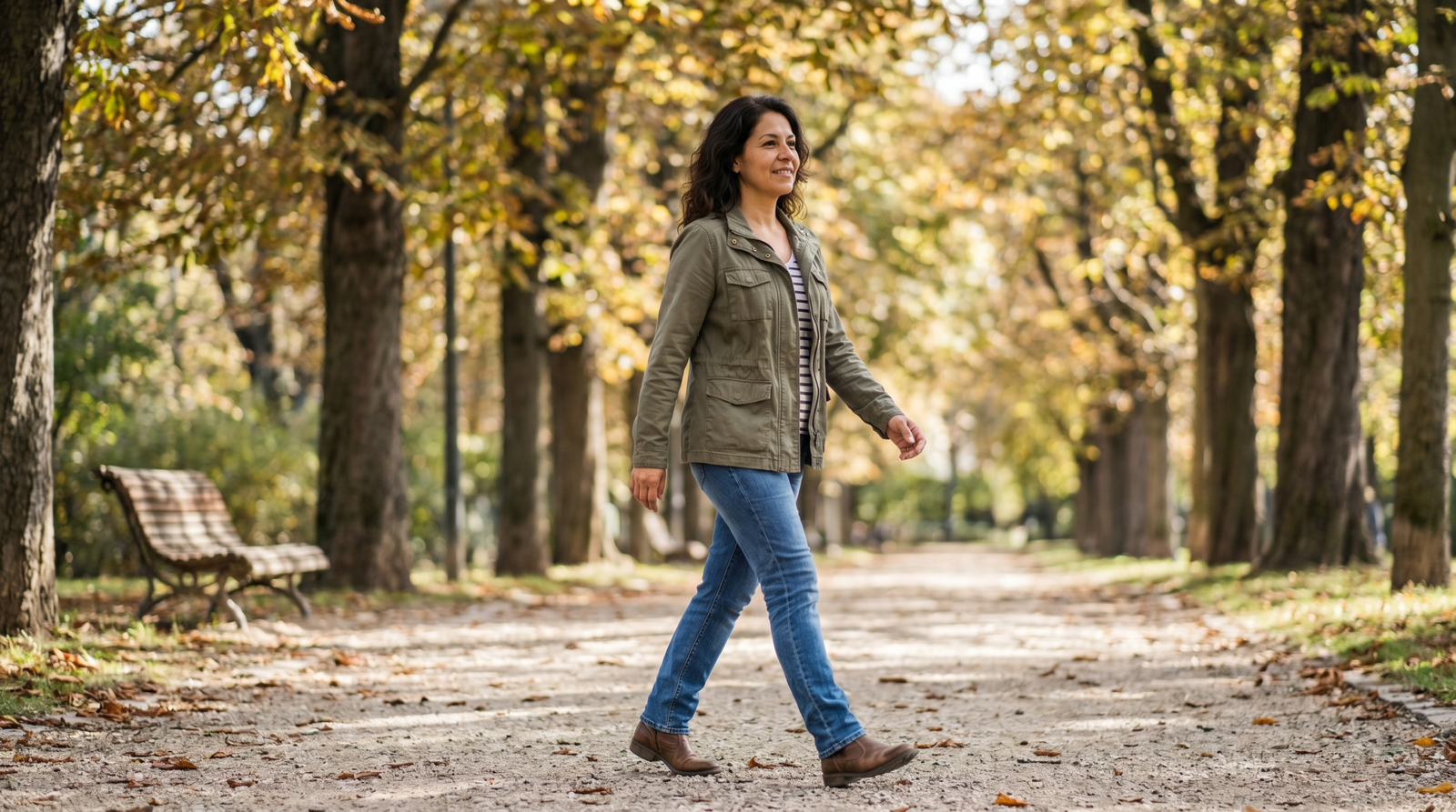 prediabetes improvement - person on a walk after a meal on a sunlit park path
