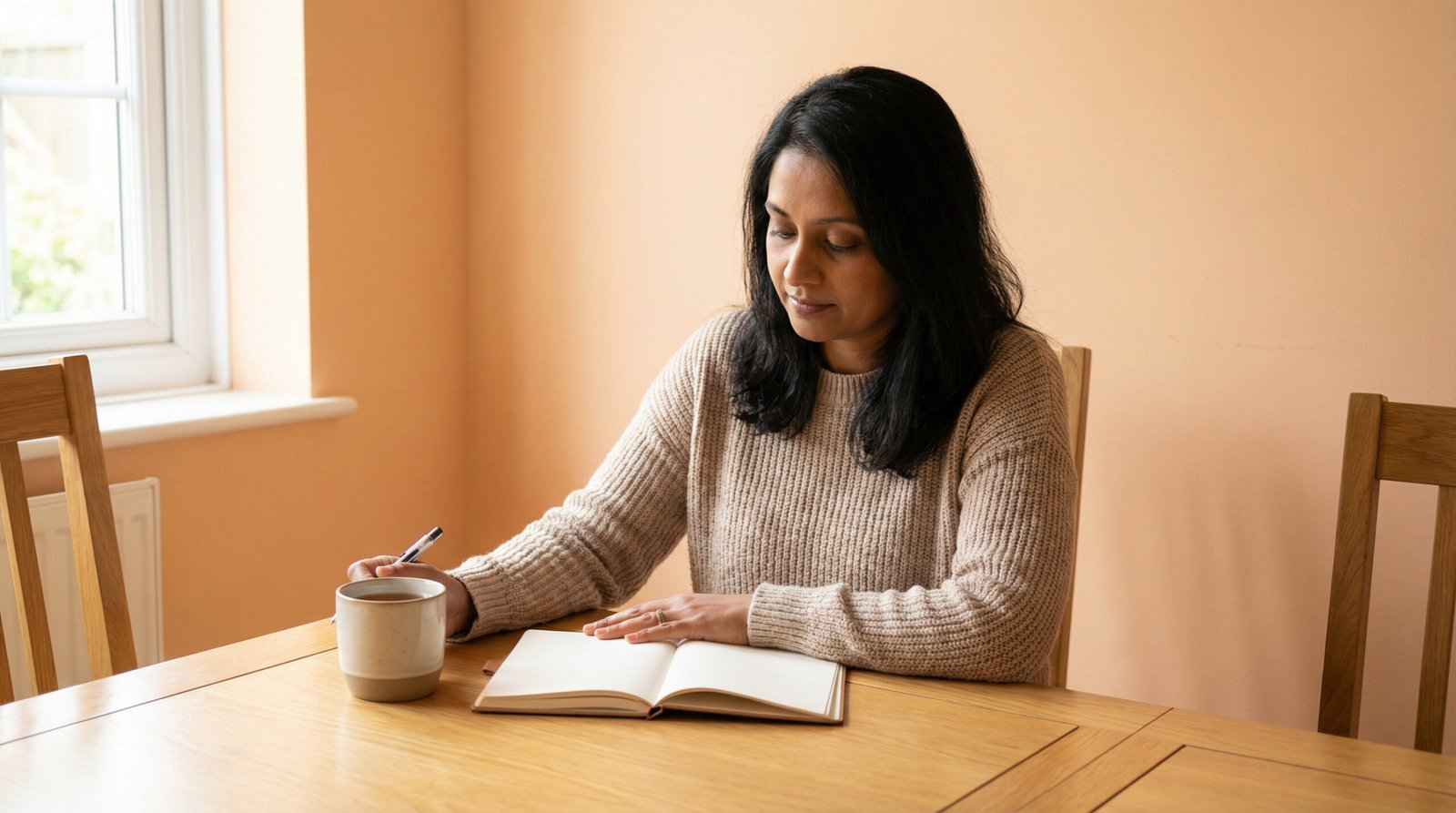 woman reviewing health markers related to metabolic syndrome criteria at a kitchen table