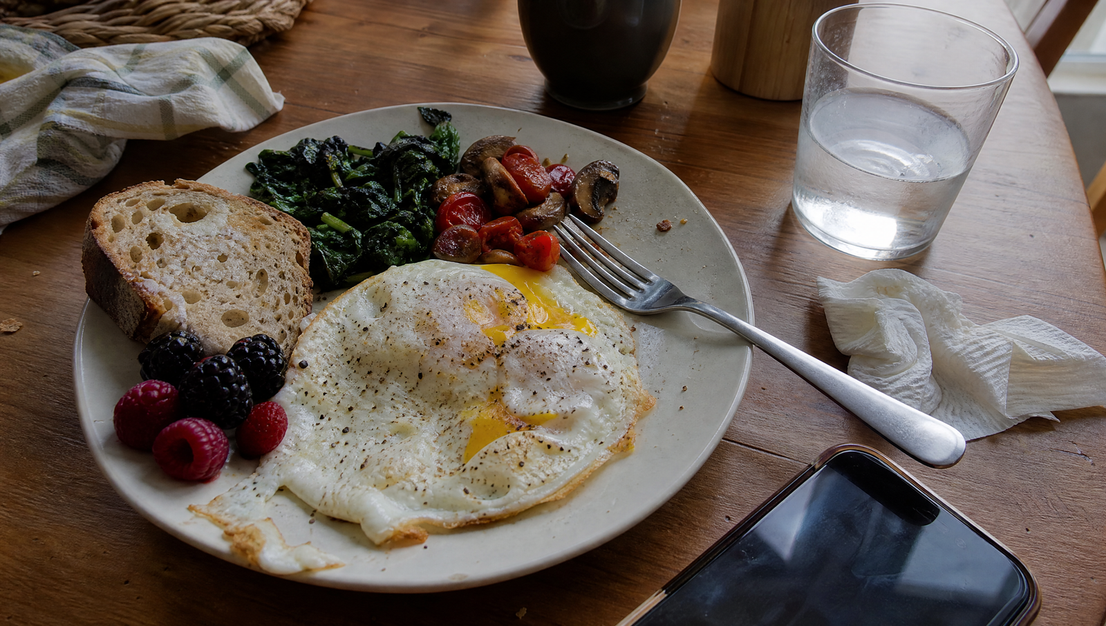 choline and liver health breakfast with eggs vegetables and sourdough