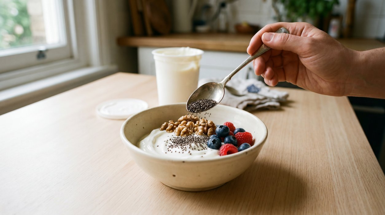 fermented foods benefits with live-culture yogurt and fiber-rich toppings