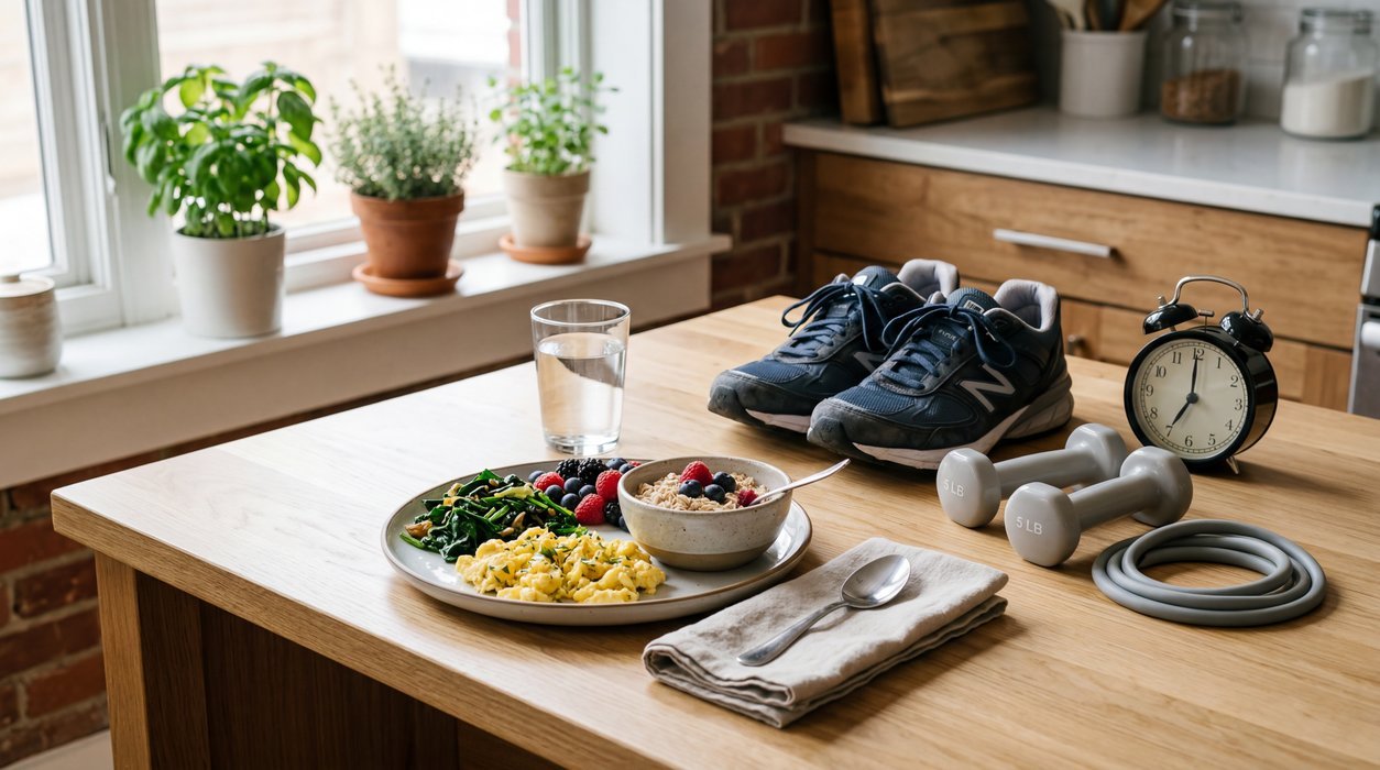 lower diabetes risk habits with balanced meal walking strength training and sleep routine
