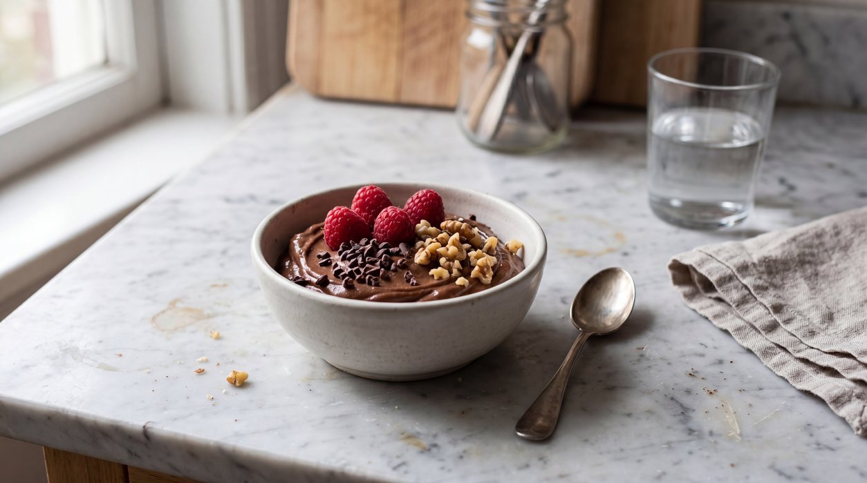 sugar-free dessert recipes chocolate avocado mousse with raspberries