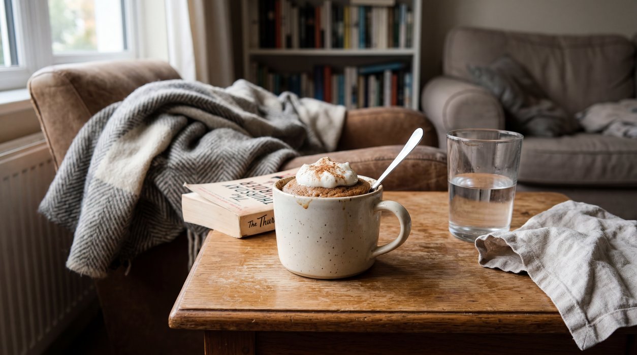 cinnamon almond flour mug cake for a warm sugar-free dessert recipe