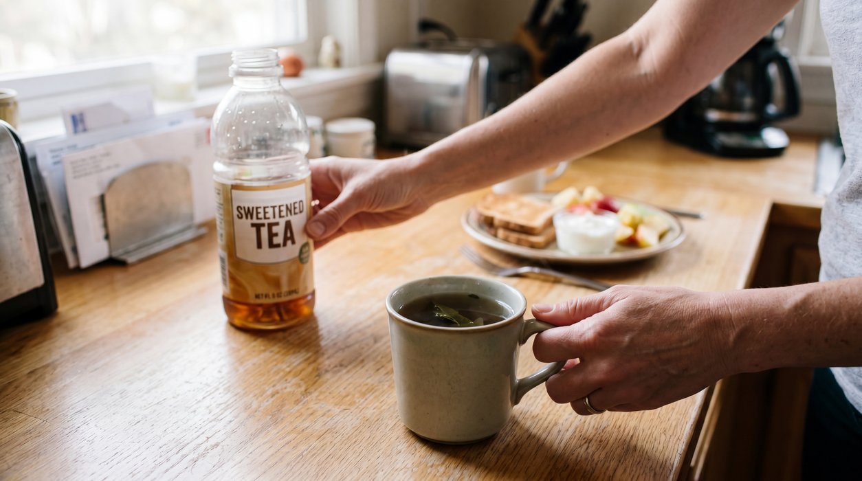 green tea fatty liver support with unsweetened tea replacing a sweetened drink