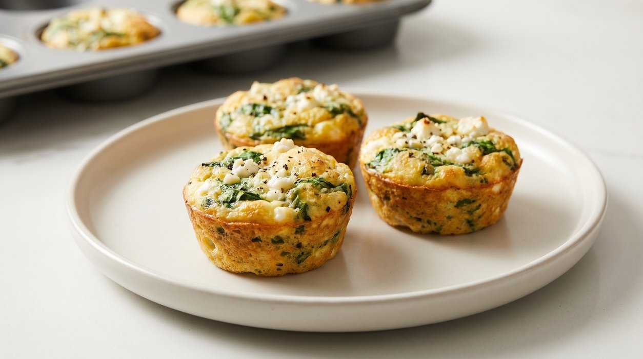egg-white spinach bites with cottage cheese and feta