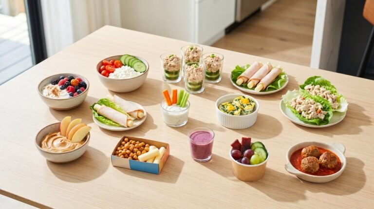 twelve familiar high-protein snacks under 200 calories without cutlery