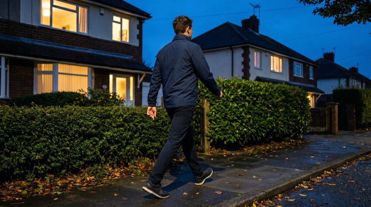 Adult taking a brisk walk after dinner as part of a prediabetes plan