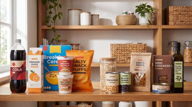 Foods to avoid for liver health pantry swaps with realistic packaged foods and higher fiber staples