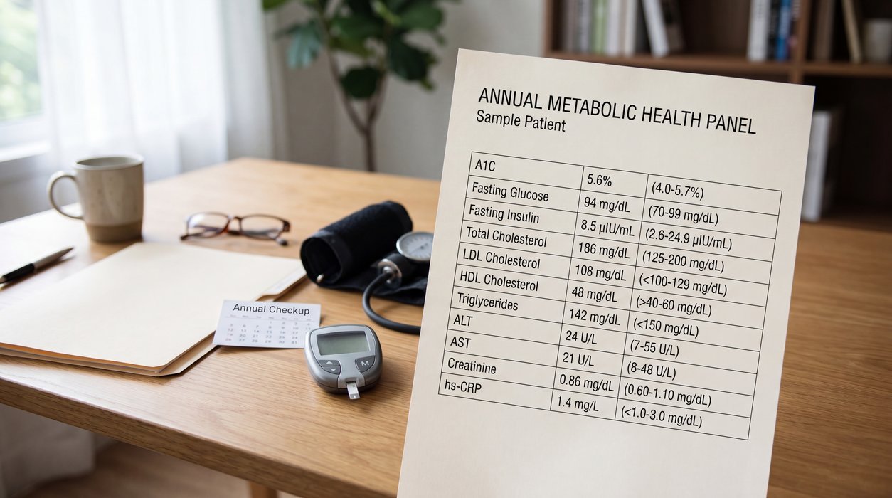 metabolic lab tests checklist with A1C glucose lipids and CMP