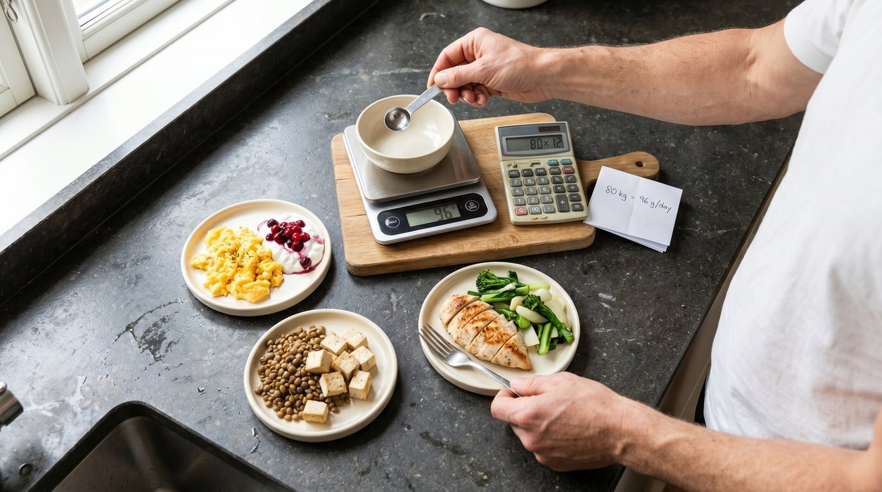 protein on GLP-1 medication shown as three small high-protein meals