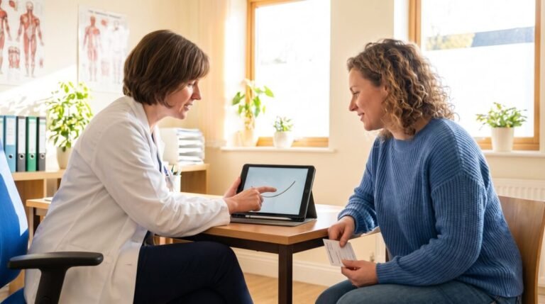 Woman discussing A1C 5.7 to 5.9 meaning with her clinician