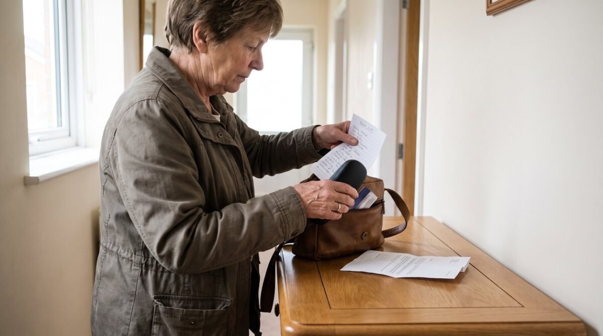Woman reviewing liver test questions and medication list before a medical appointment