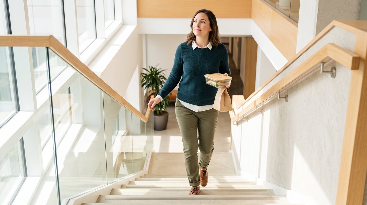 normal-weight adult taking the stairs after lunch as a simple metabolic health habit