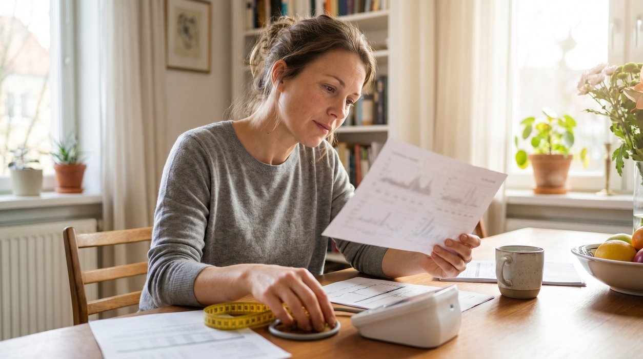 woman reviewing metabolic syndrome criteria markers at home