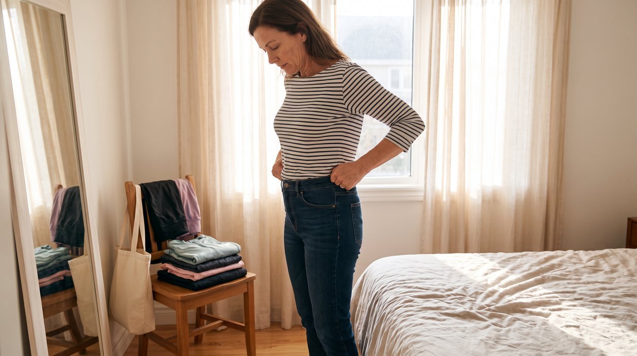 Perimenopause insulin resistance shown through a midlife morning routine and waist change