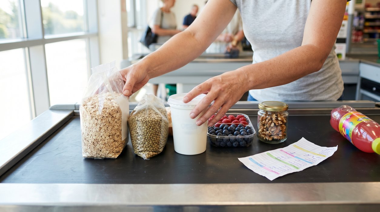 supermarket choices for stable blood sugar with oats lentils yogurt nuts and berries