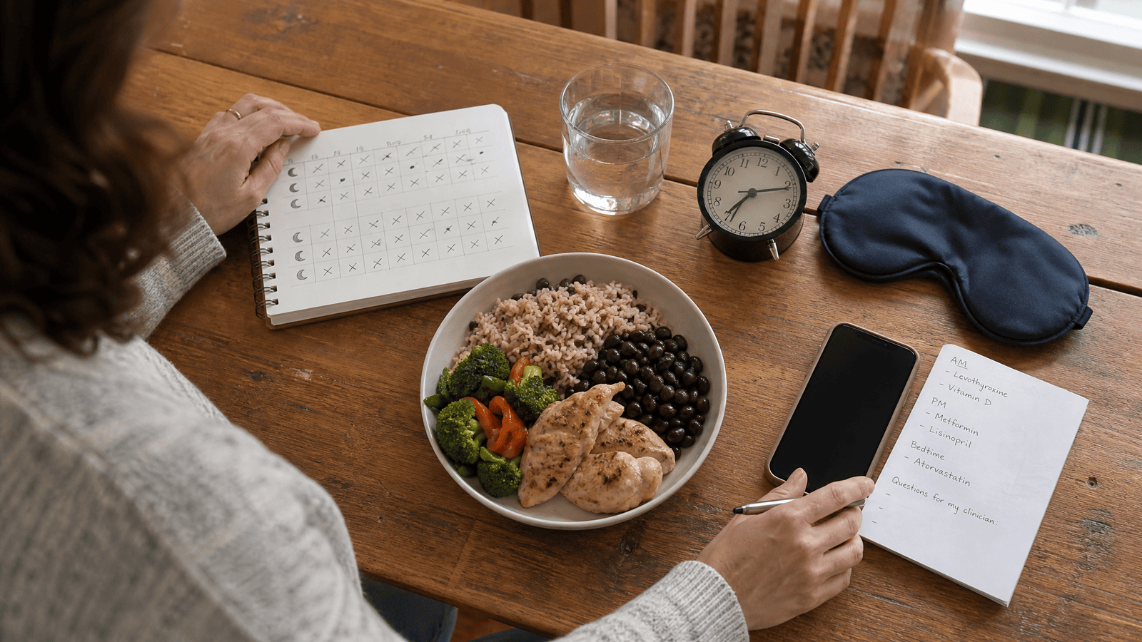 Four realistic actions for concerns about cortisol weight gain: pattern tracking, regular meals, sleep, and appropriate care